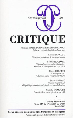 REVUE CRITIQUE 679, de Mathieu Potte-Bonneville | portada del libro