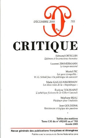 CRITIQUE 703, de Collectif | portada del libro
