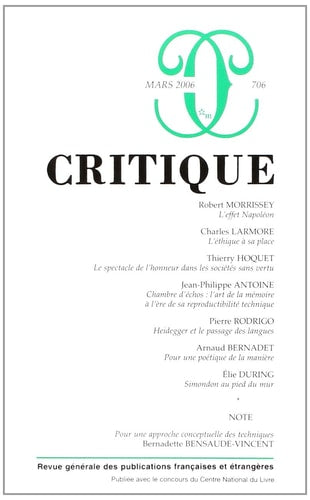 REVUE CRITIQUE 706, de COLLECTIF | portada del libro