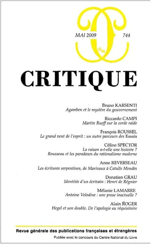 CRITIQUE 744, de COLLECTIF | portada del libro