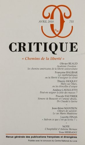 CRITIQUE 755 CHEMINS DE LA LIBERTE, de COLLECTIF | portada del libro
