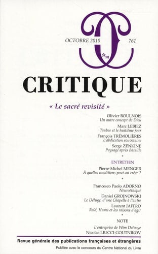 REVUE CRITIQUE 761, de Olivier Boulnois | portada del libro