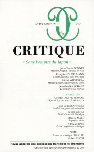 REVUE CRITIQUE 762, de Jean-Claude Bonnet | portada del libro