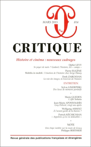 REVUE CRITIQUE 814 HISTOIRE ET CINEMA NOUVEAU CADRAGE, de COLLECTIF | portada del libro