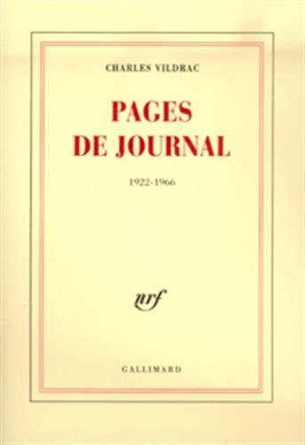 PAGES DE JOURNAL, de Vildrac | portada del libro