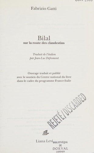BILAL SUR LA ROUTE DES CLANDESTINS, de Fabrizio Gatti | portada del libro