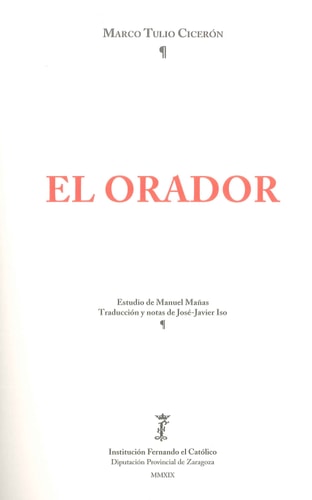 El Orador, de Cicerón | portada del libro