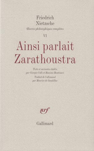 AINSI PARLAIT ZARATHOUSTRA, de Friedrich Nietzsche | portada del libro