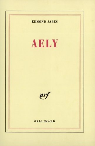 AELY, de Edmond Jabes | portada del libro