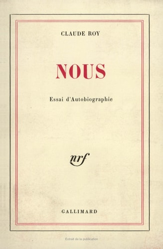 NOUS, de Claude Roy | portada del libro
