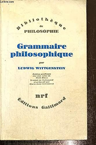 GRAMMAIRE PHILOSOPHIQUE, de Wittgenstein | portada del libro