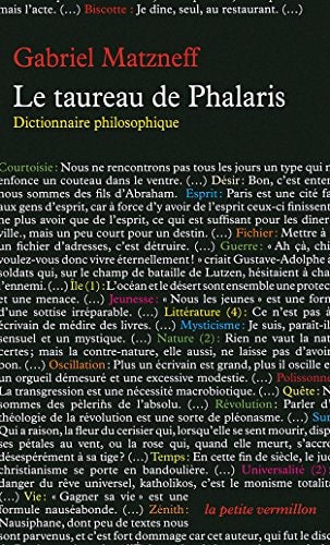 TAUREAU DE PHALARIS DICTIONNAIRE PHILOSOPHIQU, de Gabriel Matzneff | portada del libro