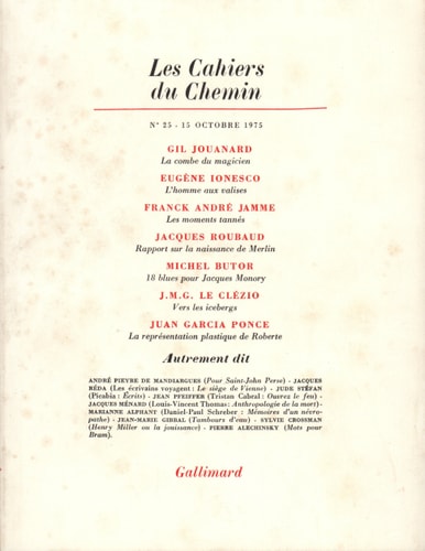 LES CAHIERS DU CHEMIN 25 15 OCTOBRE 1975, de Collectifs | portada del libro