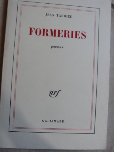 FORMERIES, de Jean Tardieu | portada del libro