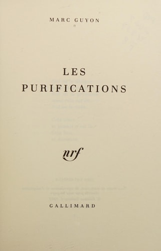 LES PURIFICATIONS, de Marc Guyon | portada del libro
