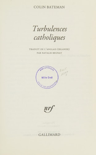 TURBULENCES CATHOLIQUES, de Colin Bateman | portada del libro