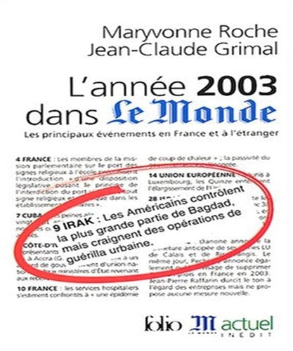 L'ANNEE 2003 DANS 'LE MONDE', de Maryvonne Roche | portada del libro