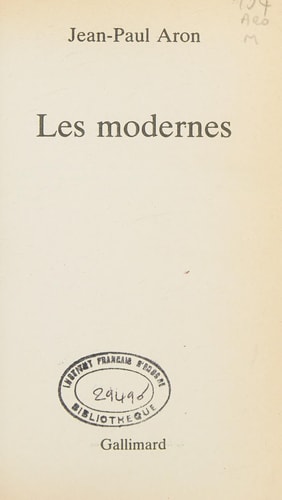 MODERNES, de Jean-Paul Aron | portada del libro