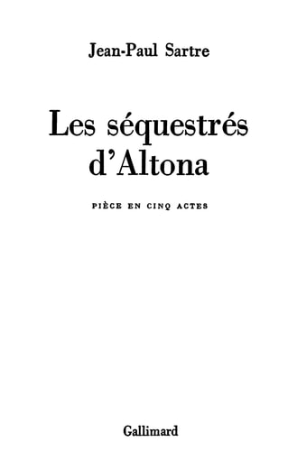 LES SEQUESTRES D'ALTONA, de Sartre | portada del libro