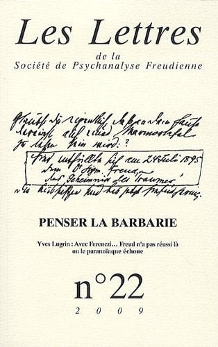 LETTRES DE LA SPF N 22. PENSER LA BARBAR, de Patrick Guyomard | portada del libro