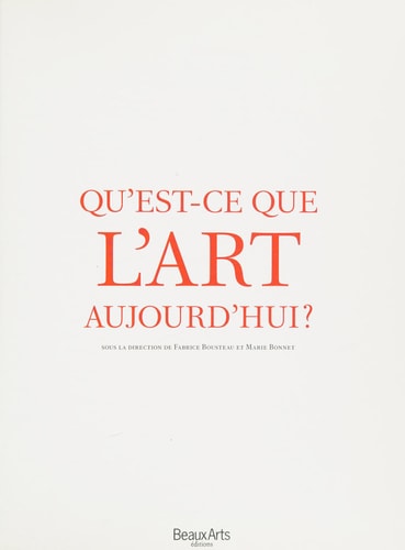 QU'EST-CE QUE L'ART AUJOURD'HUI ?, de Fabrice Bousteau | portada del libro