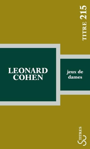 JEUX DE DAMES, de COHEN LEONARD | portada del libro