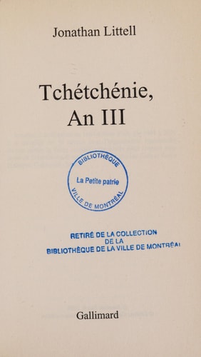 TCHETCHENIE AN III, de Jonathan Littell | portada del libro