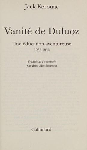 VANITE DE DULUOZ, de Jack Kerouac | portada del libro