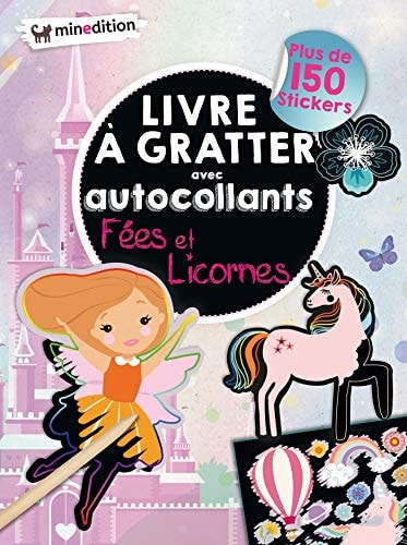LIVRE A GRATTER AVEC AUTOCOLLANTS FEES & LICORNES, de Maike Duddek | portada del libro