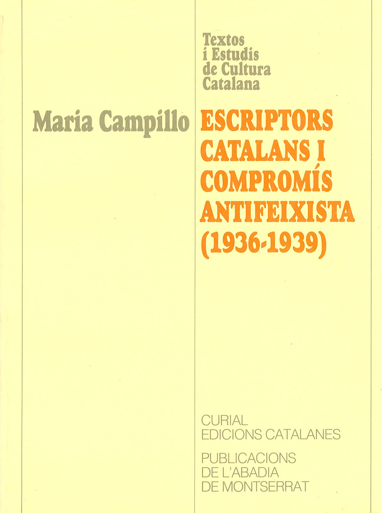 Escriptors catalans i compromís antifeixista, de Maria Campillo | portada del libro