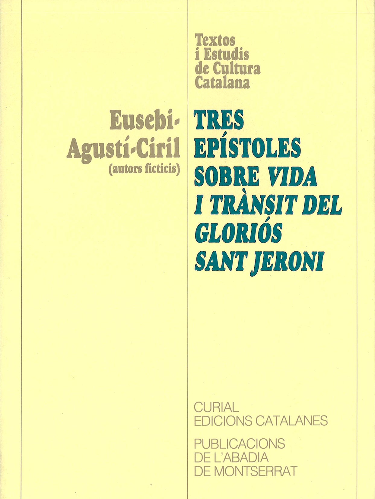 Tres epístoles sobre vida i trànsit del gloriós Sant Jeroni, de Wittlin | portada del libro