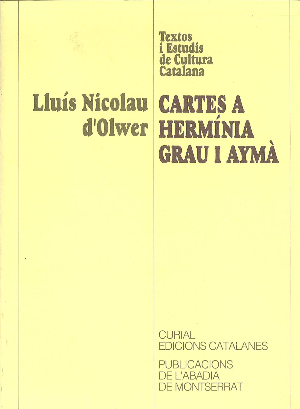 Cartes a Hermínia Grau i Aymà, de Nicolau d'Olwer | portada del libro