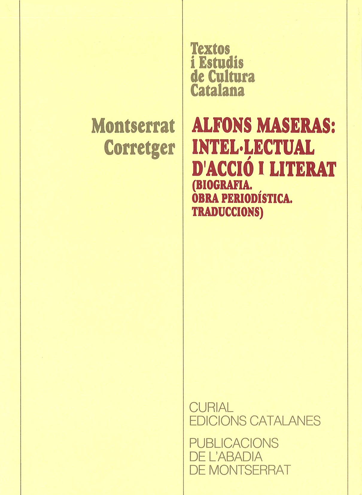 Alfons Maseras: intel·lectual d'acció i literat, de Corretger | portada del libro