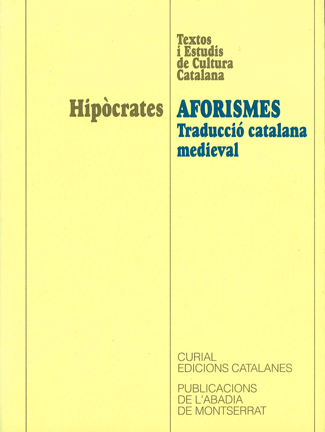Aforismes. Traducció catalana medieval, de Hipòcrates | portada del libro
