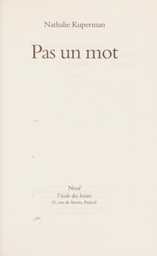 AS UN MOT, de Nathalie Kuperman | portada del libro