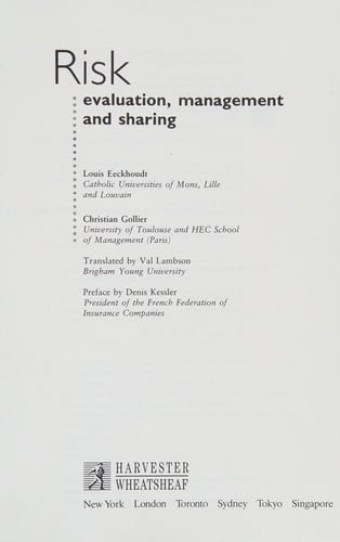 RISK EVALUATION MANAG.SHARING, de EECKHOUDT | portada del libro