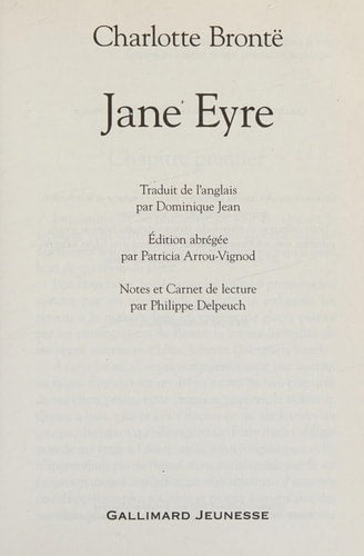 JANE EYRE VERSION ABREGEE, de Charlotte Brontë | portada del libro