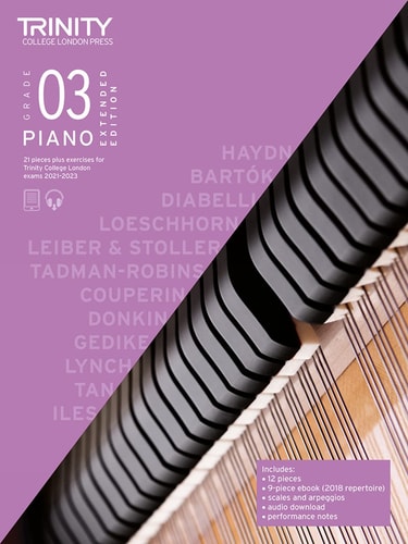 PIANO EXAM PIECES & EXERCISES 2021-2023 GRADE 3 EXTENDED, de Trinity College London | portada del libro