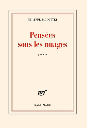PENSEES SOUS LES NUAGES, de Jaccottet | portada del libro