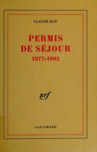 PERMIS DE SEJOUR, de Roy | portada del libro