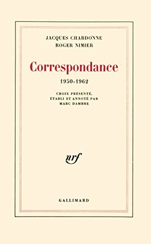 CORRESPONDANCE, de Chardonne | portada del libro
