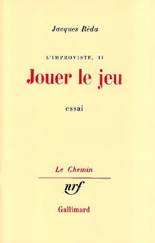 JOUER LE JEU, de Jacques Réda | portada del libro