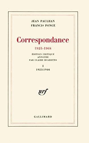 CORRESPONDANCE T1, de Paulhan | portada del libro