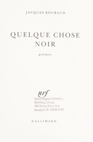 QUELQUE CHOSE NOIR, de Roubaud | portada del libro