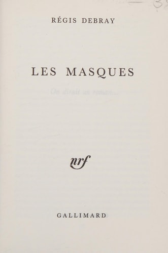 LES MASQUES, de Régis Debray | portada del libro