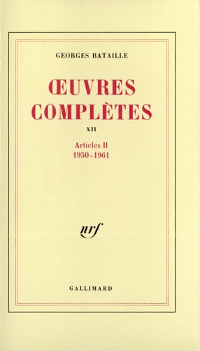 Ouvres Completes Vol Xii, de Georges Bataille | portada del libro