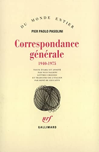 CORRESPONDANCE GENERALE, de Pier Paolo Pasolini | portada del libro