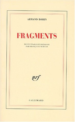 FRAGMENTS, de Armand Robin | portada del libro