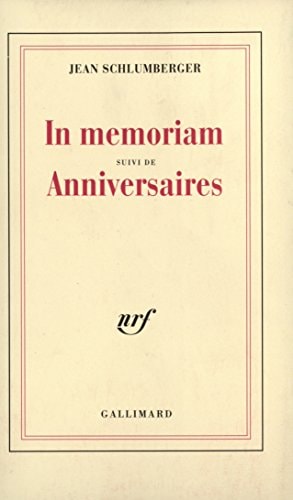 IN MEMORIAM / ANNIVERSAIRES, de Jean Schlumberger | portada del libro