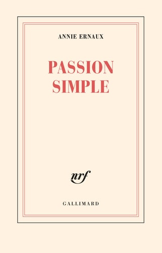 PASSION SIMPLE, de ERNAUX | portada del libro